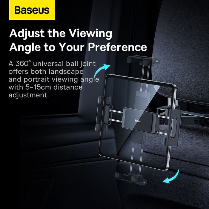 Baseus JoyRide Pro Backseat Car Mount Black | 4.7 - 12.3" Device Support | Dual - Hook Stability - JPC MOBILE ACCESSORIES