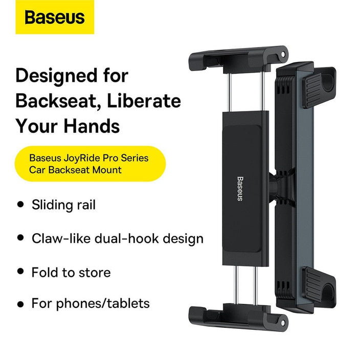 Baseus JoyRide Pro Backseat Car Mount Black | 4.7 - 12.3" Device Support | Dual - Hook Stability - JPC MOBILE ACCESSORIES