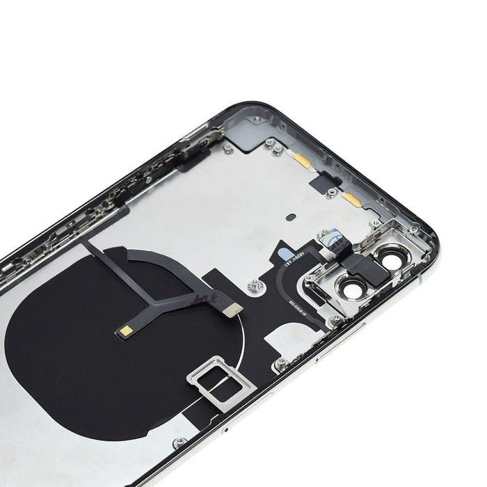 iPhone XS Max rear housing assembly – Full replacement for damaged housing, wireless charging flex included.