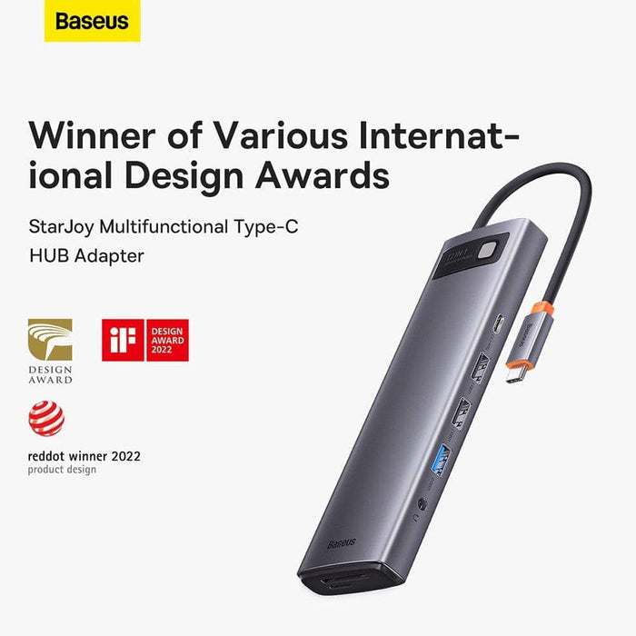 Baseus Metal Gleam Series 12 - in - 1 Multifunctional Type - C HUB Docking Station (Type - C to HDMI*1+USB3.1*2+USB3.0*2+Type - C3.1*1+PD*1+RJ45*1+SD/TF*1+DP*1+3.5mm*1) - Gray - JPC MOBILE ACCESSORIES
