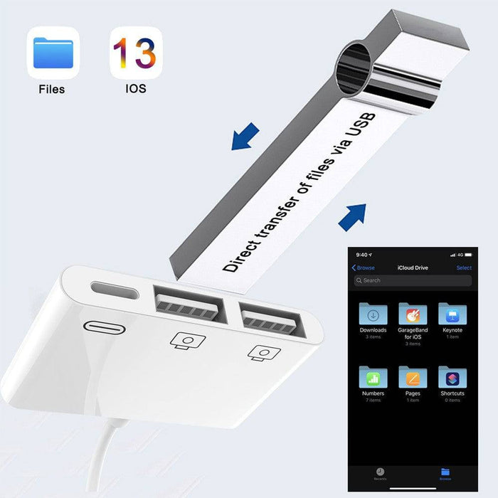 USB Male to 2 USB and Type C OGT Cable Adapter for apple iPhone iPad - JPC MOBILE ACCESSORIES