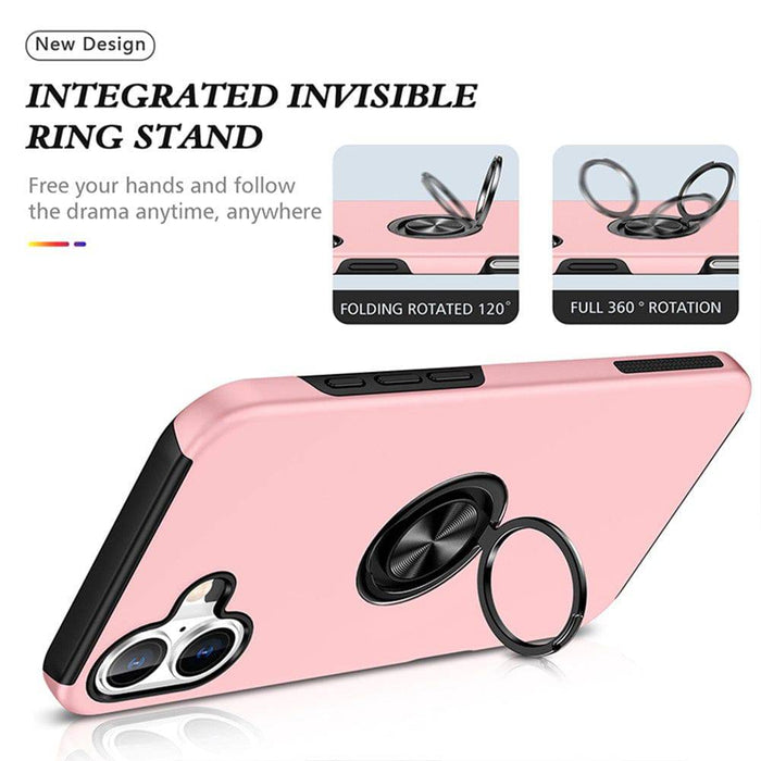 iPhone 16 magnetic ring holder Shockproof case with full camera protection