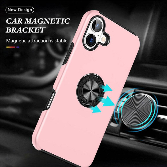 Durable iPhone 16 magnetic ring holder shockproof case with TPU materials