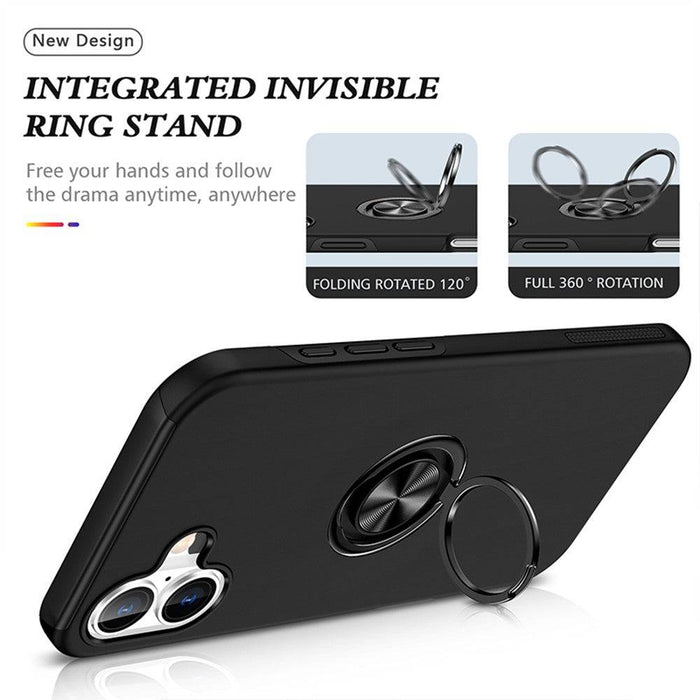 Magnetic Ring Holder Shockproof Cover Case for iPhone 16 Plus