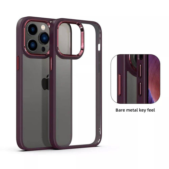 Metal Camera Lens Transparent Protection Shockproof Case for iPhone 15