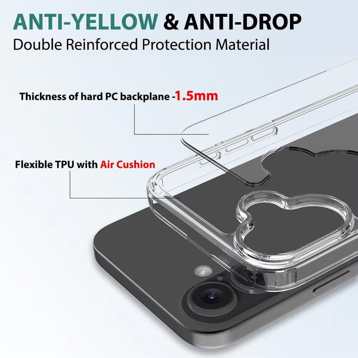 High Quality Acrylic + TPU Hybrid Transparent Case for iPhone 16 Plus