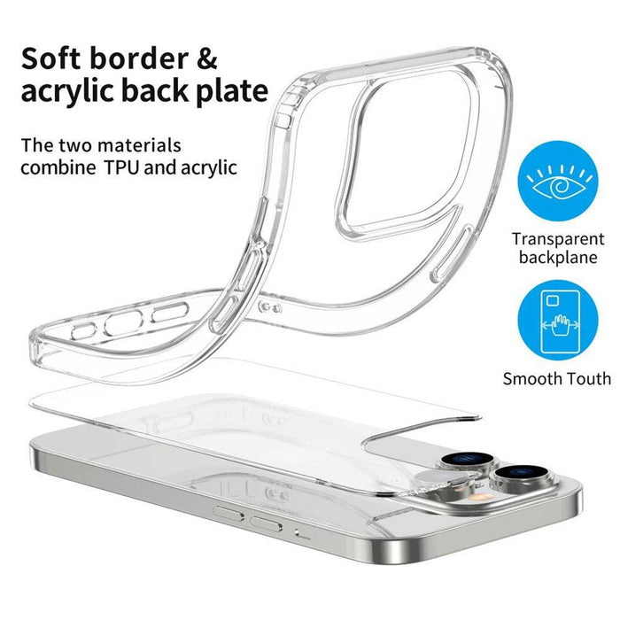 High Quality Acrylic + TPU Hybrid Transparent Magsafe Case for iPhone 15