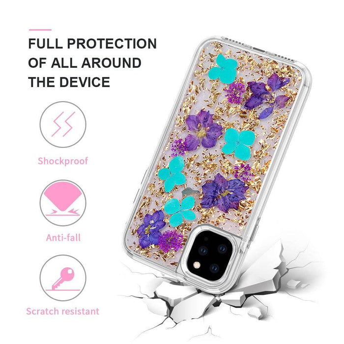 Dried Flower Bling Gold Foil Clear Case Cover for iPhone 11 Pro Max (6.5'') - JPC MOBILE ACCESSORIES