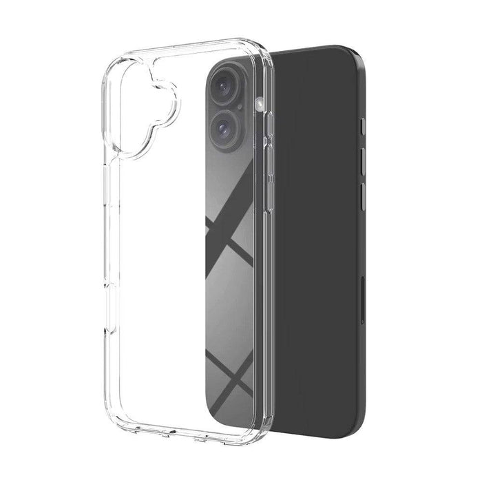 Clear iPhone 16 case with TPU and acrylic materials for impact protection