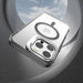 REDEFINE Lens Flip Stand Transparent Case showing MagSafe compatibility for iPhone 16 Pro Max
