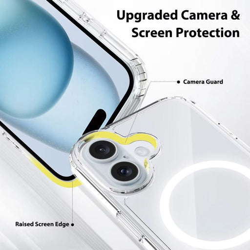 Transparent shockproof iPhone 16e case with raised edge protection