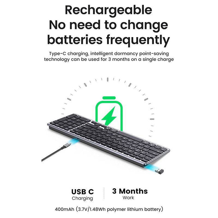 UGREEN KU005 Keyboard Showing USB-C Charging Port