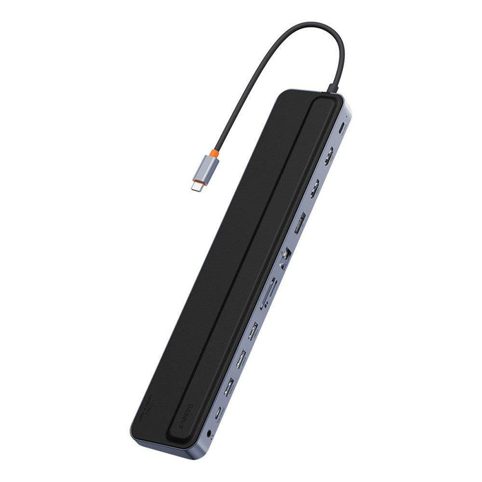 Baseus EliteJoy Gen2 12-Port Type-C HUB Adapter (Type-C to HDMI*2+USB3.0*3+PD*1+DP*1+SD/TF*1+RJ45*1+Type-C Data*1+3.5mm*1)-Dark Gray - JPC MOBILE ACCESSORIES