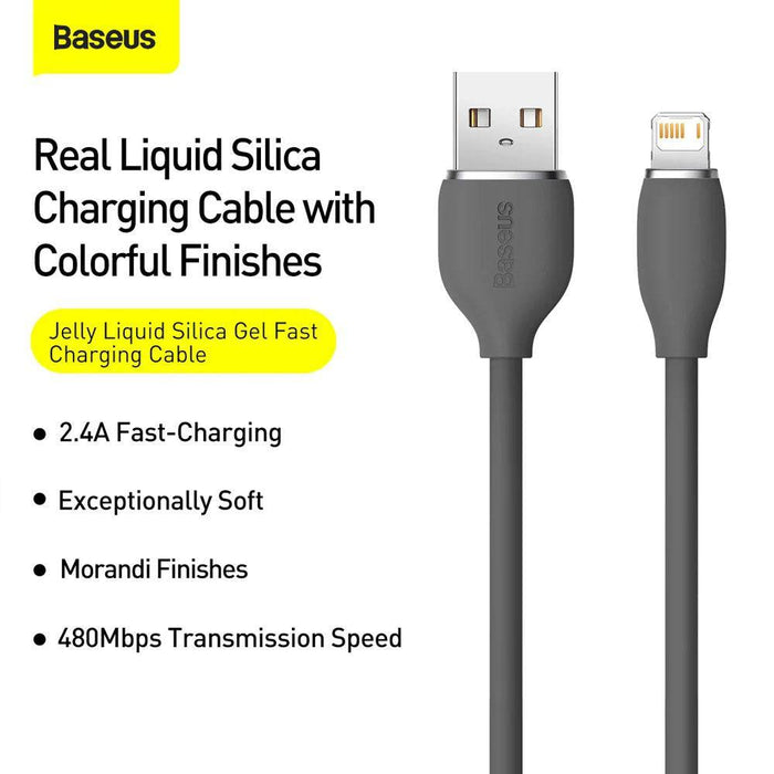 Baseus Jelly Liquid Silica Gel Fast Charging Data Cable USB to iP 2.4A 1.2m - JPC MOBILE ACCESSORIES