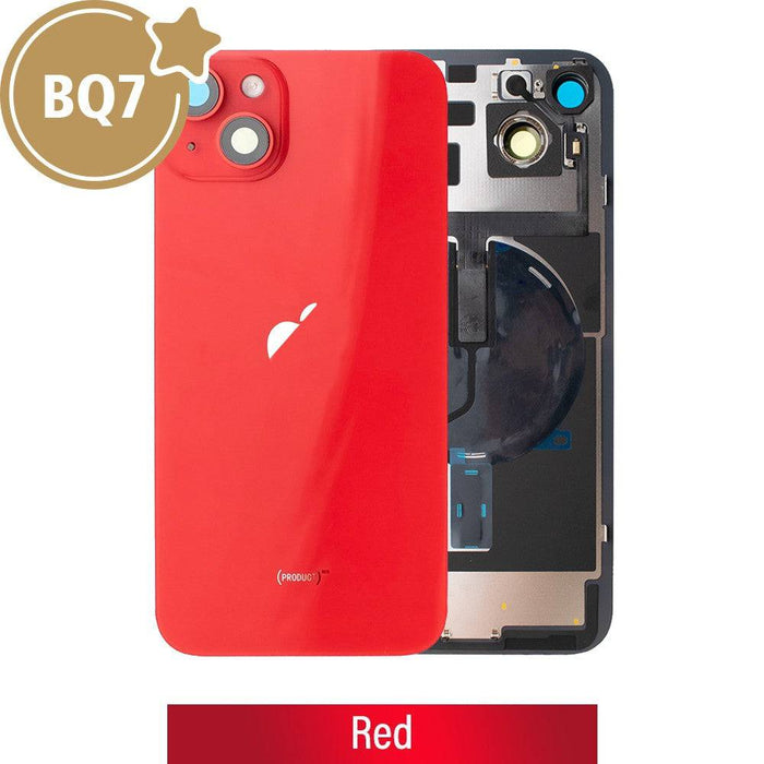 1️⃣ BQ7 Rear Cover Glass with Back Panel Frame for iPhone 14 Plus - Red | OEM Back Glass Replacement