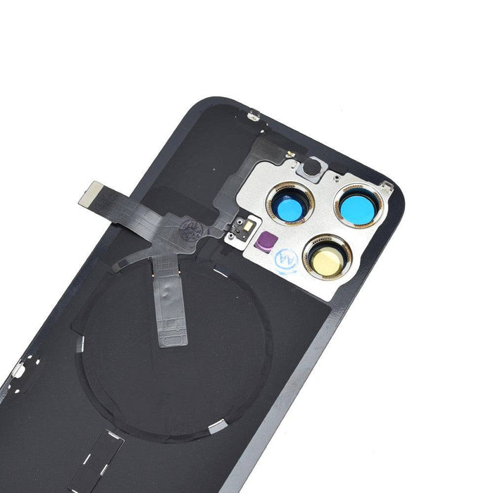 BQ7 Rear Cover Glass with Camera Lens Glass and Wireless Flex for iPhone 15 Pro Max-Black Titanium