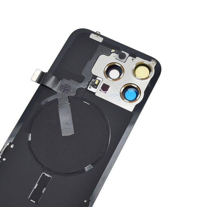 BQ7 Rear Cover Glass with Camera Lens Glass and Wireless Flex for iPhone 15 Pro Max-Blue Titanium