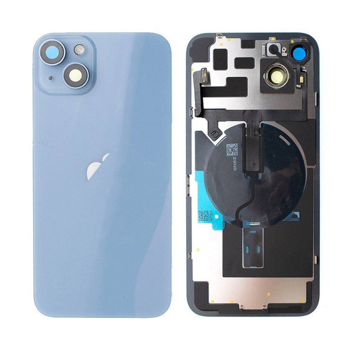 Rear Cover Glass with Back Panel Frame for iPhone 14 Plus - Blue