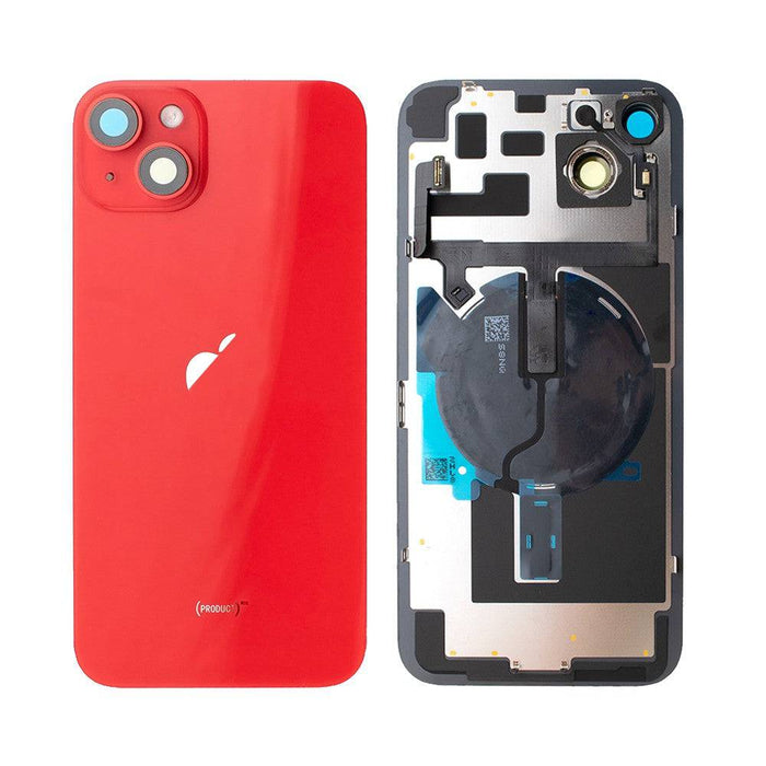 Rear Cover Glass with Back Panel Frame for iPhone 14 Plus - Red