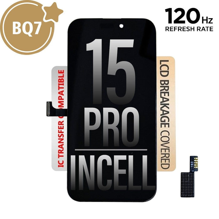 BQ7 Incell LCD Assembly for iPhone 15 Pro showing the high-definition Retina display.