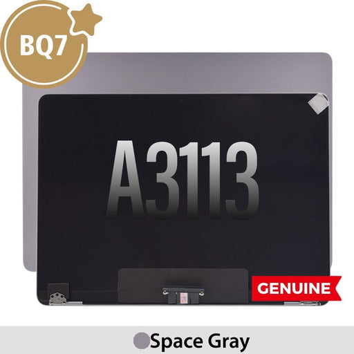 Front view of MacBook Air A3113 screen assembly in Space Gray	