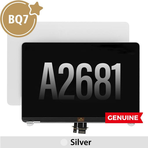 Silver MacBook Air M2 A2681 display assembly front view	