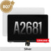 Silver MacBook Air M2 A2681 display assembly front view	