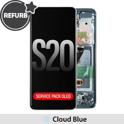 REFURB OLED Screen Replacement Digitizer with Frame for Samsung Galaxy S20 G980F - Cloud Blue - JPC MOBILE ACCESSORIES