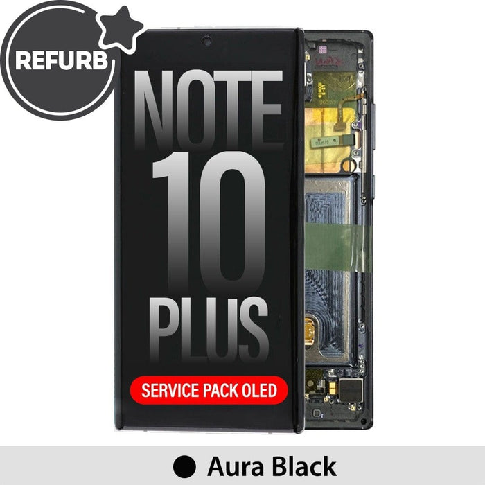 📸 Samsung Galaxy Note 10 Plus REFURB OLED Screen Replacement – Aura Black with Midframe