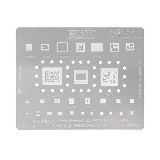 AMAOE BGA Reballing Stencil With CPU Position SAM15 for Samsung Galaxy S21 / S21 Plus / S21 Ultra Series etc - JPC MOBILE ACCESSORIES