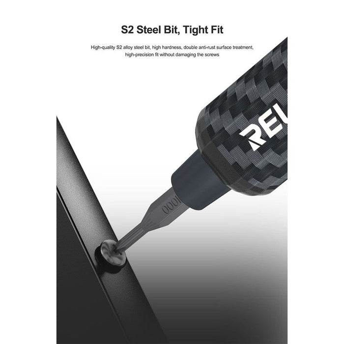 RELIFE E1 Carbon Fiber Electric Screwdriver Set – 12 Precision Bits, LED Lights & Type - C Charging | Compact & Rechargeable Tool for Electronics Repair - JPC MOBILE ACCESSORIES