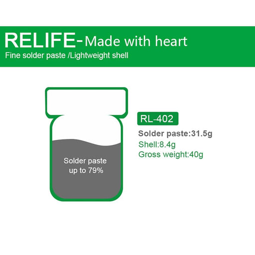 RELIFE RL-402 183℃ Solder Paste – 40g | High-Quality Low-Temperature Soldering Flux for Mobile & PCB Repairs - JPC MOBILE ACCESSORIES