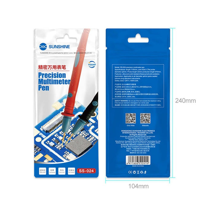 SUNSHINE SS-024 Multimeter Probes (Sharp Point) | High-Precision Testing Leads - JPC MOBILE ACCESSORIES