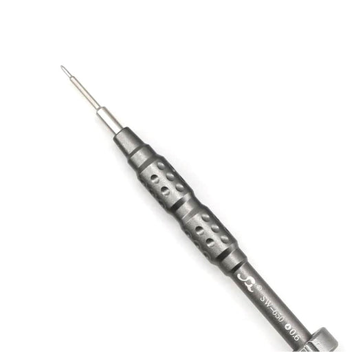 Tri-Point Y000 screwdriver placed next to Apple Watch and MacBook for size reference