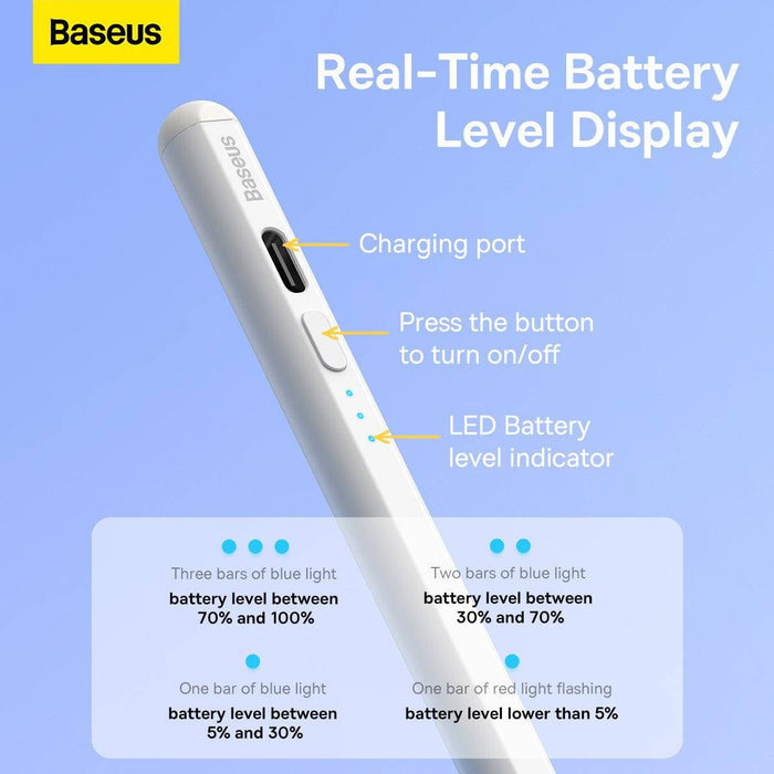 Baseus White Stylus with Wear-Resistant Nibs – Long-Lasting & Scratch-Free Performance