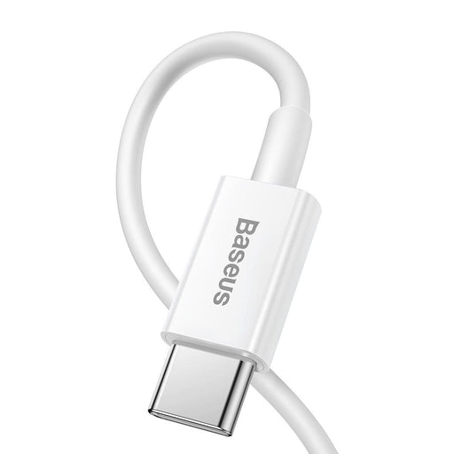 Baseus 20W Power Delivery fast charging cable with Type-C to Lightning connectors demonstrating no pop-up windows and secure device connection