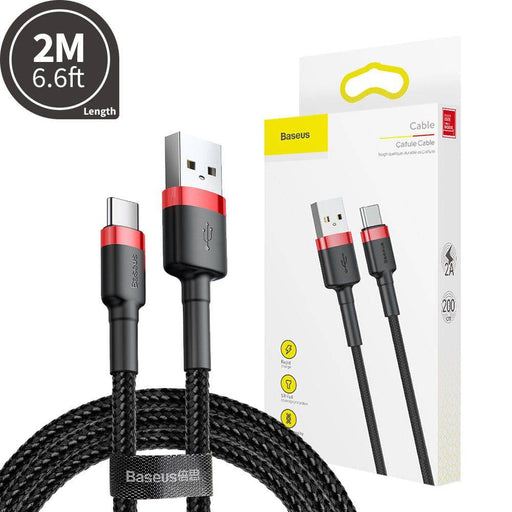 Baseus Cafule Fast Charge Type-C USB Data Charging Cable 2A 2M Compatible for iPhone 15 Series - JPC MOBILE ACCESSORIES