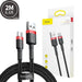 Baseus Cafule Fast Charge Type-C USB Data Charging Cable 2A 2M Compatible for iPhone 15 Series - JPC MOBILE ACCESSORIES