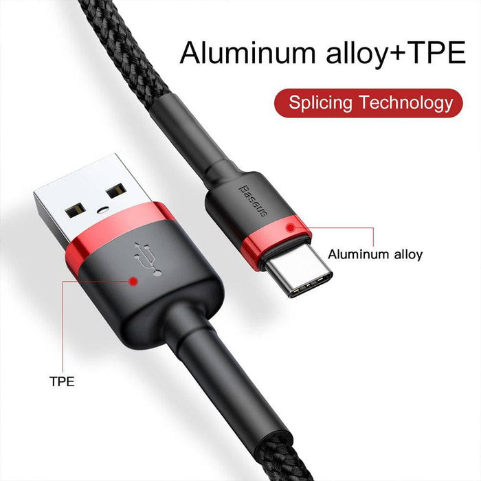Baseus Cafule Fast Charge Type-C USB Data Charging Cable 2A 2M Compatible for iPhone 15 Series - JPC MOBILE ACCESSORIES