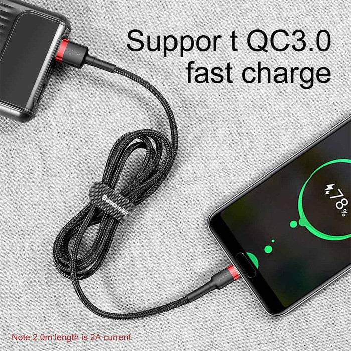 Baseus Cafule Fast Charge Type-C USB Data Charging Cable 2A 2M Compatible for iPhone 15 Series - JPC MOBILE ACCESSORIES