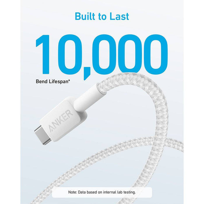 Anker 322 USB-A to USB-C Cable Compatible for iPhone 15 Series-White (6ft Braided) (A81H6H21)