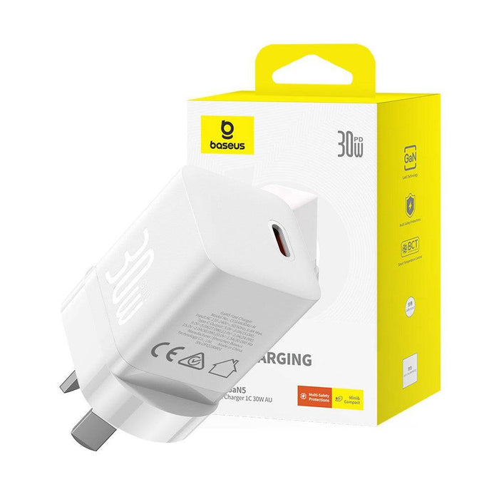 Baseus GaN5 Mini Fast Charger 1C 30W - Moon White - JPC MOBILE ACCESSORIES