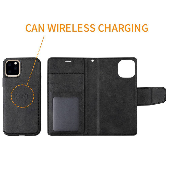 Hanman 2 in 1 Detachable Magnetic Flip Leather Wallet Cover Case for iPhone 11