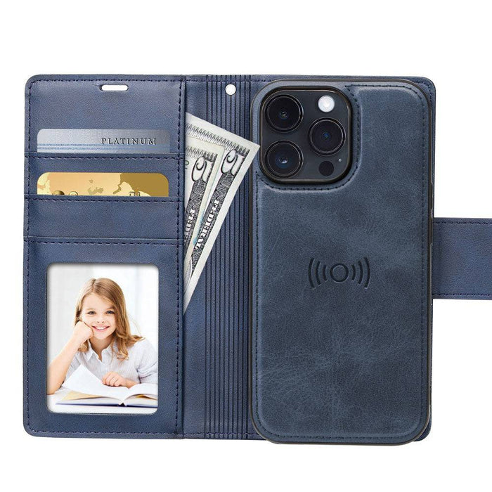 Hanman 2 in 1 Detachable Magnetic Flip Leather Wallet Cover Case for iPhone 14 Pro Max