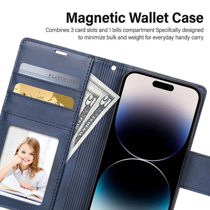 Hanman 2 in 1 Detachable Magnetic Flip Leather Wallet Cover Case for iPhone 14 Pro Max