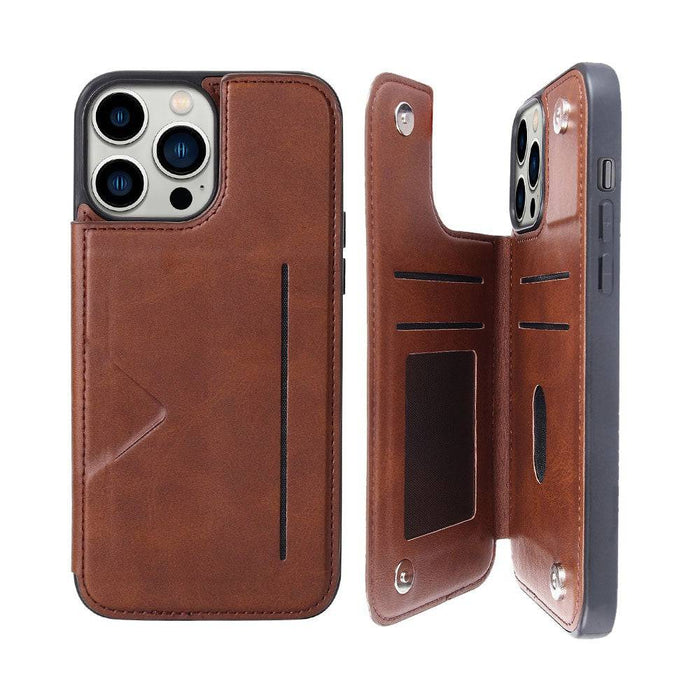 Hanman Back Flip Leather Wallet Shockproof Cover Case for iPhone 15