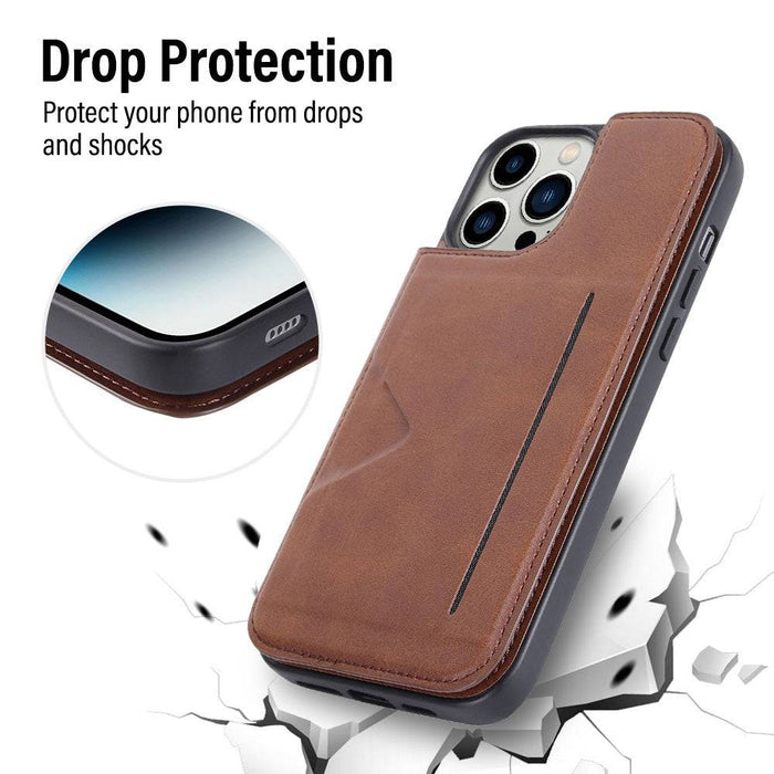 Hanman Back Flip Leather Wallet Shockproof Cover Case for iPhone 15 Pro