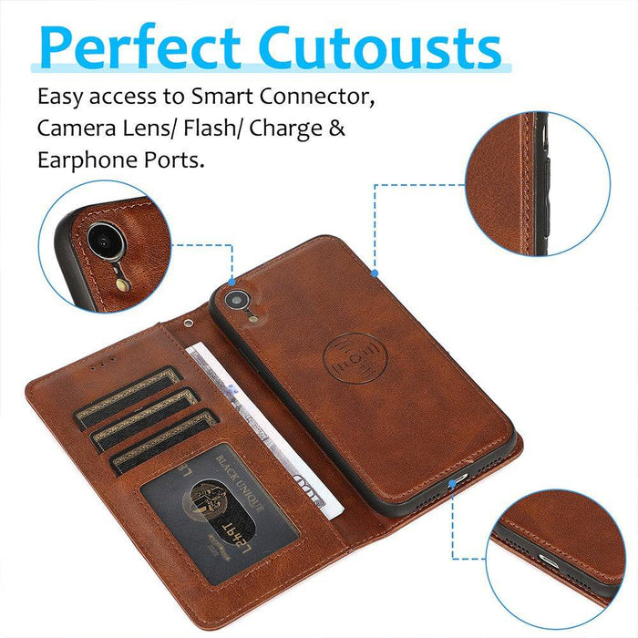 Magnetic Split PU Leather Flip Wallet Cover Case for iPhone XR