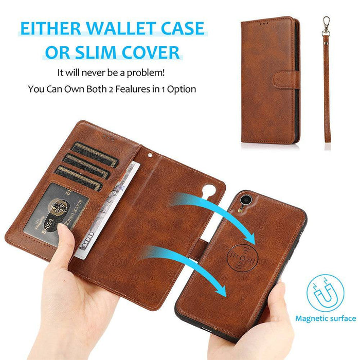 Magnetic Split PU Leather Flip Wallet Cover Case for iPhone XR