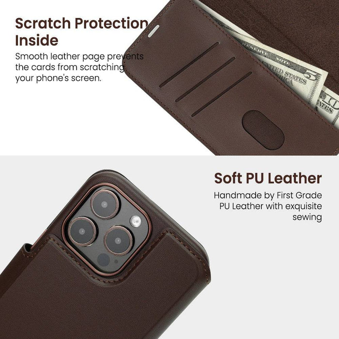 REDEFINE Folio Urbain Leather Detachable Wallet Magnetic Case for iPhone 15